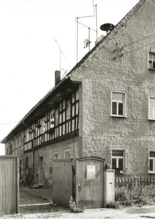 Breunsdorf. Gehöft, Nr. 48 (um 1830). Straßenansicht des Wohnstallhauses. Zustand nach Freizug für Kohleabbau