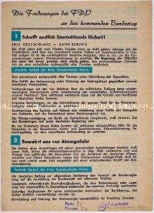Aufruf der FDP zur Bundestagswahl 1957