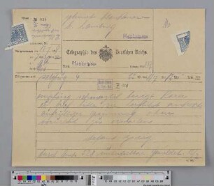 Telegramm an Richard Dehmel
