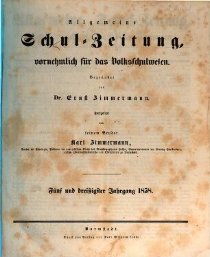 Allgemeine Schulzeitung. 35, 35. 1858