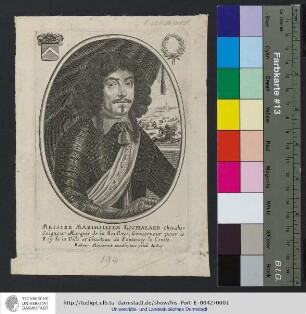 Messire Maximillien Eschalard Cheualier Seigneur Marquis de la Boullaye, Gouuerneur pour le Roy de la Ville et Chasteau de Fontenay le Comte / Baltazar Moncornet excudit, auec priuil du Roy