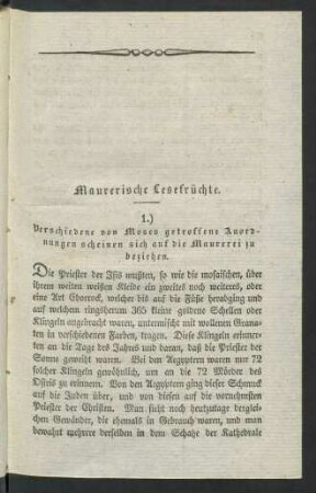 Maurerische Lesefrüchte.
