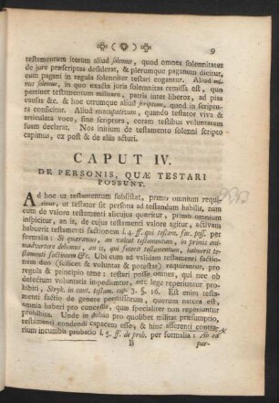 Caput IV. De Personis, Quae Testari Possunt.