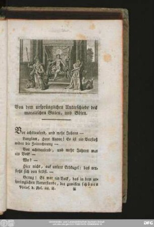 Von dem ursprünglichen Unterschiede des moralischen Guten, und Bösen.