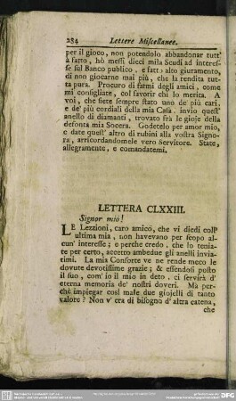 Lettera CLXXIII. Signor mio!