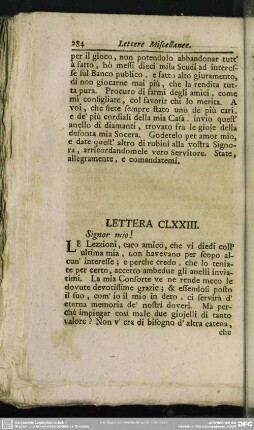 Lettera CLXXIII. Signor mio!
