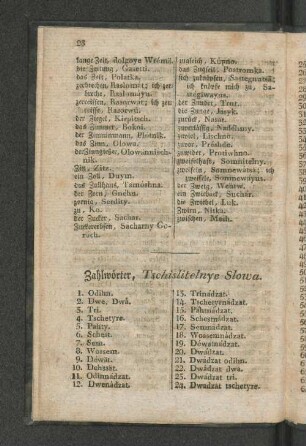 Zahlwörter, Tschislitelnye Slowa.