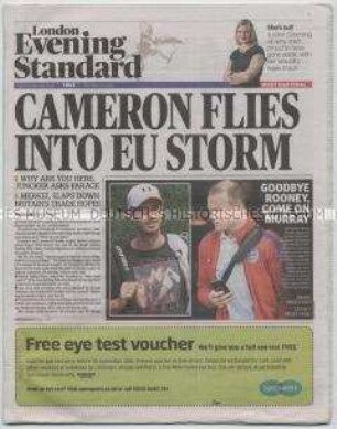 Kostenlose Londoner Abendzeitung "London Evening Standard" zum EU-Austritt des Vereinigten Königreich ("Brexit")