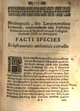Facti Species In Causa Decimarum Langenmosensium, Ex Instrumentis Authenticis extracta, cum Corollariis