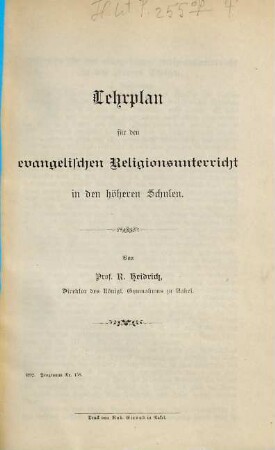 Lehrplan für den evangelischen Religionsunterricht in den höheren Schulen