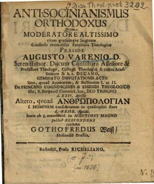 Anti-Socinianismus Orthodoxus
