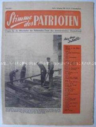 Funktionärszeitung der Nationalen Front "Stimme des Patrioten" u.a. mit Polemik gegen die Pariser Verträge