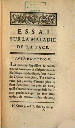 Essai sur la maladie de la face