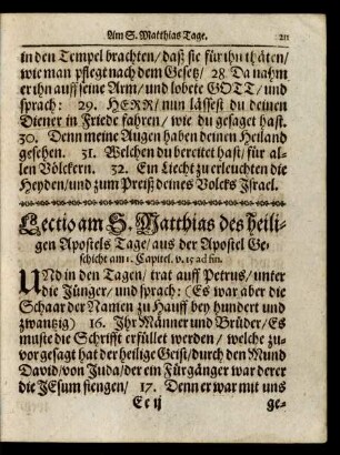 Epistel am St. Matthias des heiligen Apostels Tage/ ...