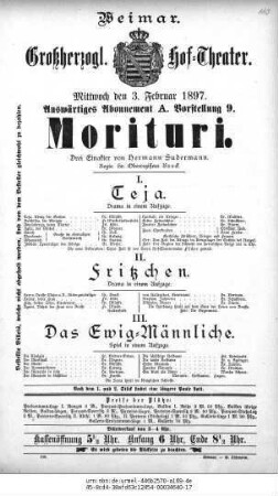 Morituri [Teja / Fritzchen / Das Ewig=Männliche]