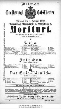 Morituri [Teja / Fritzchen / Das Ewig=Männliche]