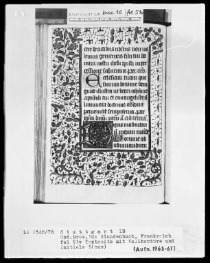 Lateinisches Stundenbuch (Livre d'heures) — Initiale D(eus) und Vollbordüre, Folio 51verso