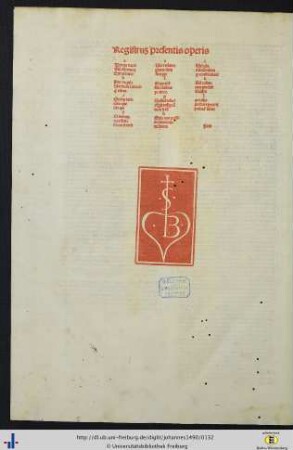 Registrum presentis operis; Druckermarke.