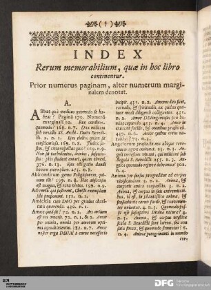 Index Rerum memorabilium, quæ in hoc libro continentur.
