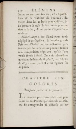 Chapitre XIX. Coloris. Troisieme partie de la peinture
