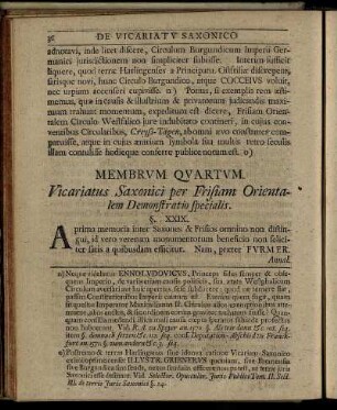 Membrum Quartum. Vicatiatus Saxonici per Frisiam Orientalem Demonstratio specialis.