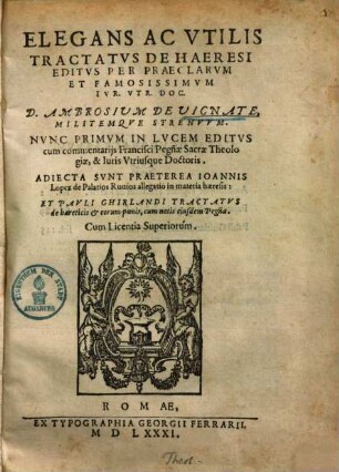 Elegans et utilis tractatus de haeresi