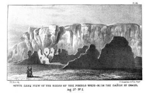 Southeast view of the ruins of the Pueblo Weje-gi in the Canon of Chaco
