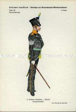Uniformdarstellung, Sergeant-Major des 3. Leichten Bataillons, Herzogtum Braunschweig, 1814/1815.