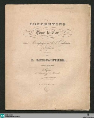 Concertino pour le cor : avec accompagnement de l'orchestre ou de piano