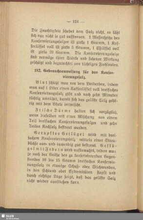 182. Gebrauchsanweisung für das Konservierungssalz