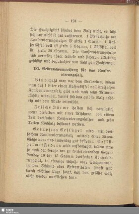 182. Gebrauchsanweisung für das Konservierungssalz