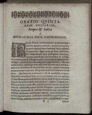 Oratio Quinta, Reae Posterior.