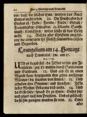 Evangelium am 14. Sontage nach Trinitatis/ ...