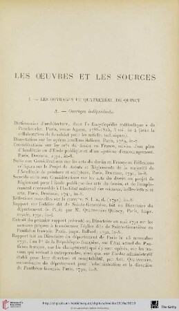 Les oeuvres et les sources