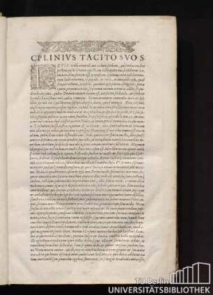 C. Plinivs Tacito Svo S.