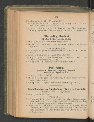Paul Foitzik, Schiffahrt, Spedition, Lagerung, Reederei. Breslau 13, Agathatraße 8.