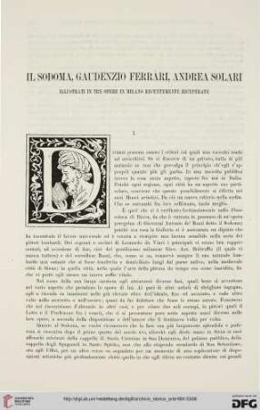 4: Il Sodoma, Gaudenzio Ferrari, Andrea Solari : Illustrati in tre opere in Milano recentemente ricupertate