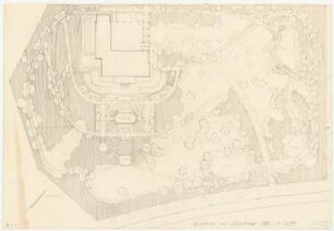 Garten Dr. Lewenz, Berlin-Kladow: Grundriss der geplanten Gartenanlage 1:200, Maßstabsleiste