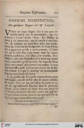 Onzième Dissertation, Sur quelques Bagues d'or & d'argent