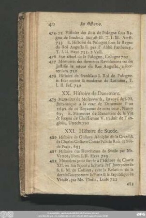 XXI. Histoire de Suede.