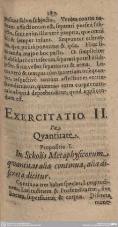 Exercitatio II. De quantitate.