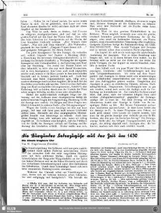 Die Burgunder Federzuguhr aus der Zeit um 1430 (Fortsetzung aus Nr. 46) : Die älteste tragbare Uhr