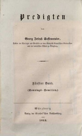 Predigten, 5. Homilien über die Episteln auf alle Sonntage des katholischen Kirchenjahres ; 2, Von Pfingsten bis Advent
