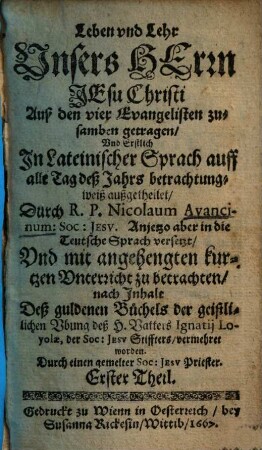 Leben vnd Lehr Vnsers Herrn Jesu Christi, 1