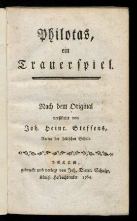Philotas : ein Trauerspiel