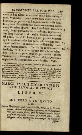 Marci Tullii Ciceronis Epistolarum Ad Diversos Liber VI.