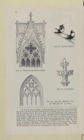 [Abb. 30.-33. Wimperg vom Kölner Dome, gotische Krabbe, Kreuzblume und gotisches Maßwerk]