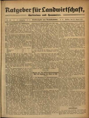 Ausgabe vom Sonntag, den 15. August 1915.