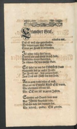 Erlauchter Graf, erlauben mir, ...