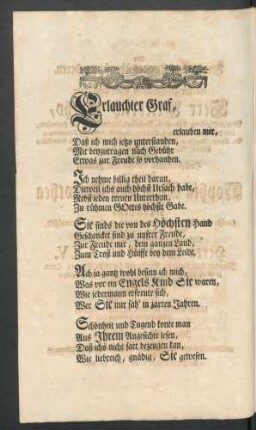 Erlauchter Graf, erlauben mir, ...